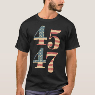 47 Trump 2024 Vintage-Flagge Unterstützen Trump 45 T-Shirt