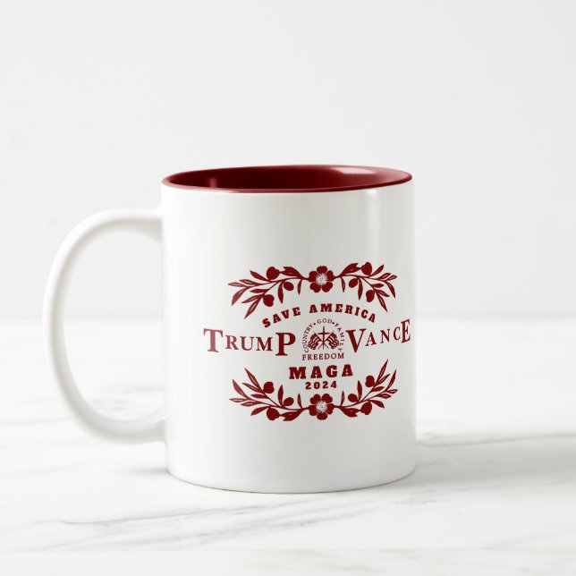 47 Trump J. D. Vance 2024 Zweifarbige Tasse (Links)