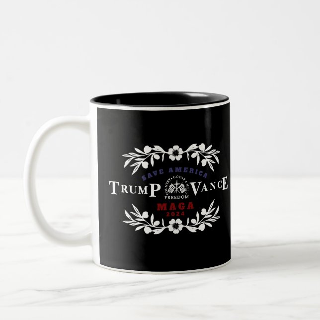 47 Trump J. D. Vance 2024 Zweifarbige Tasse (Links)