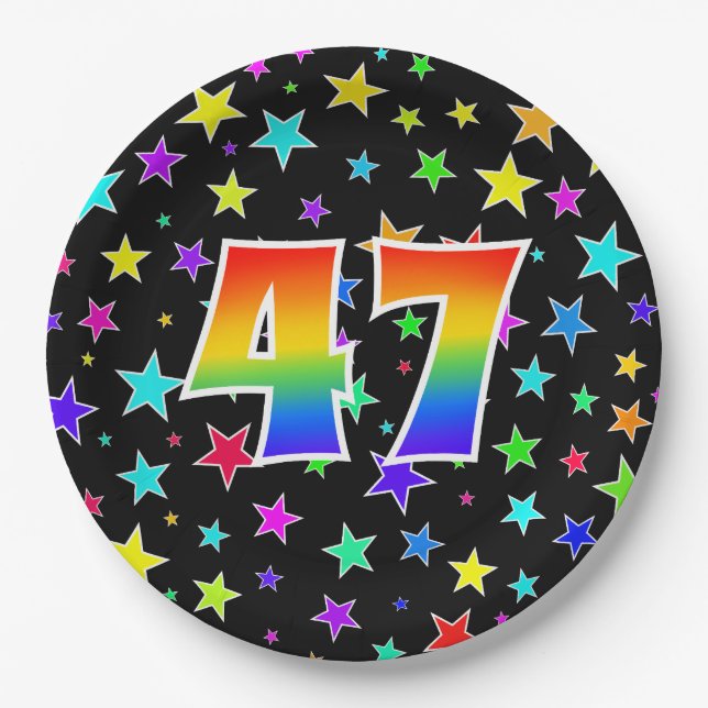 47. Veranstaltung: Bold, Fun, Colorful Rainbow 47 Pappteller (Vorderseite)