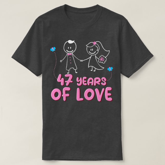 47 Years Of Love Couples 47th Wedding Anniversary  T-Shirt (Design vorne)