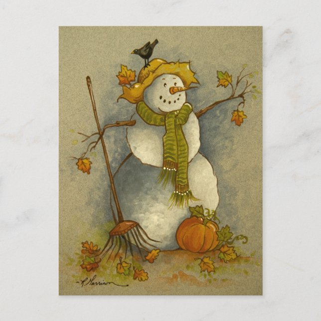 4878 Ernte Snowman Postcard Postkarte (Vorderseite)