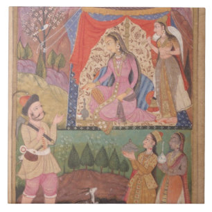 48.6/2 Folio 138 Farhad zählt seine Abenteuer zu Fliese