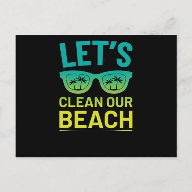 48.Beach CleanUp Lets Clean Our Beach Surfer Style Einladungspostkarte (Vorderseite)