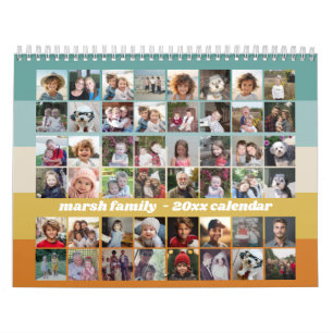 48 Foto - Retro-Streifen Bunte Familie Kalender