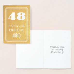 48. Geburtstag ~ Art Deco Stil "48" & Benutzerdefi Folienkarte