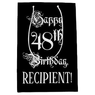 48. Geburtstag: Extravagant, Elegantes Script + In Mittlere Geschenktüte