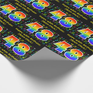 48. Geburtstag: Farbige Musik-Symbole, Regenbogen Geschenkpapier
