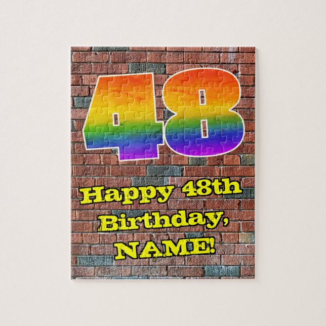 48. Geburtstag: Fun Graffiti-Inspiriert Regenbogen Puzzle (Vertikal)