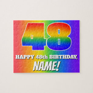48. Geburtstag — mehrfarbiges Regenbogenmuster "48 Puzzle