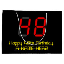 48. Geburtstag: Red Digital Clock Style "48" + Nam