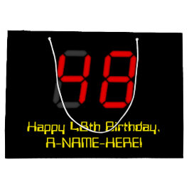 48. Geburtstag: Red Digital Clock Style "48" + Nam Große Geschenktüte
