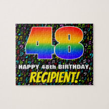 48. Geburtstag — Spaß, bunte Musiksymbole & "48"