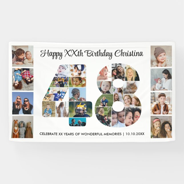 48. Geburtstagsfeier Nummer 48 Fotocollage Banner (Horizontal)