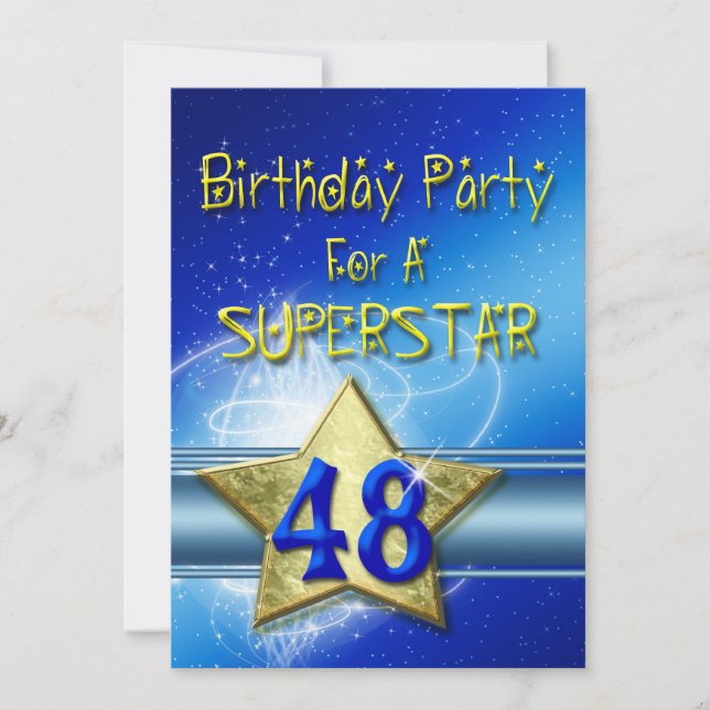 48. Geburtstagsparty Einladung für einen Superstar (Vorderseite)