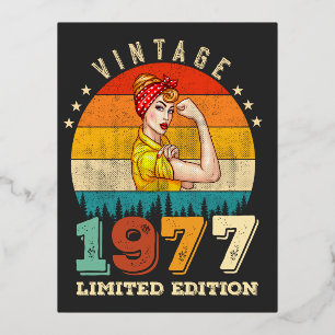 48 Jahre alter Tag 1977 Vintag 48. Geburtstag Folien Feiertagspostkarte