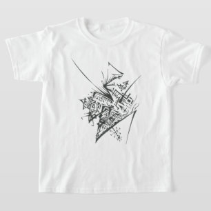 48 Schwarz-Weiß-Abstrakt-Tribal-Tattoo-Kunst T-Shirt