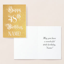 48th Birthday: Elegant, Ornate Script; Custom Name Folienkarte
