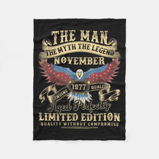 48th Birthday November 1977 Men Funny 48 Years Old Fleecedecke (Vorderseite)