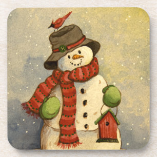 4905 Snowman & Birdhouse Weihnachten Untersetzer