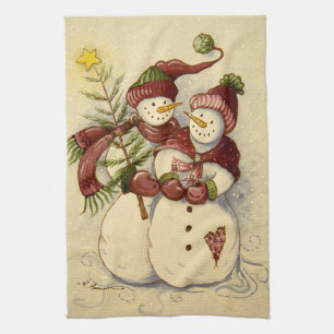 4924 Schneemänner Weihnachten Geschirrtuch