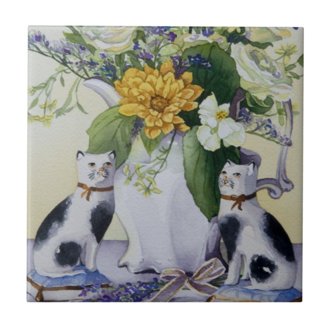 4930 Katzen, Flora und Precelain Fliese (Vorderseite)