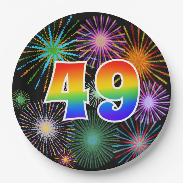 49. Event - Spaß, farbenfroh, kühl, Regenbogen 49 Pappteller (Vorderseite)