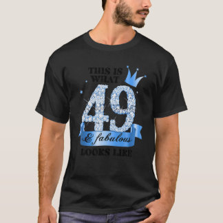 49 & Fabulous I Blue White Party Group Candid Phot T-Shirt