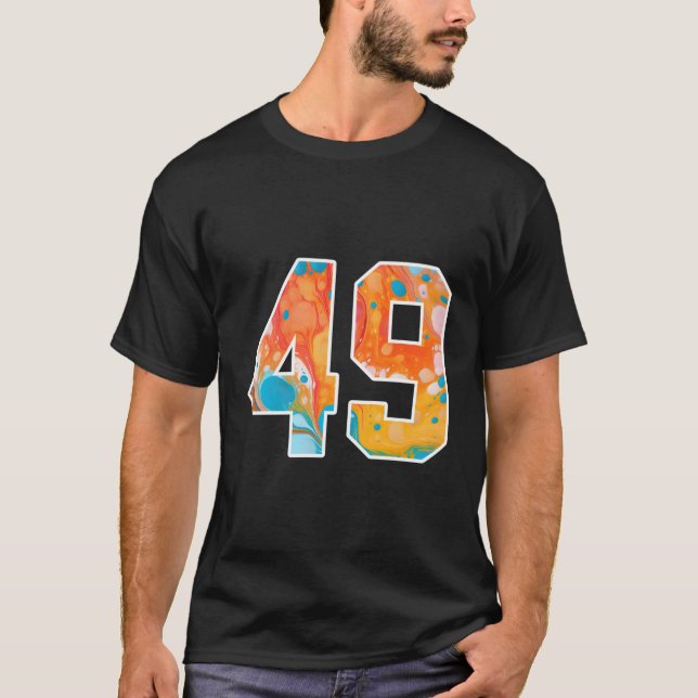 49 farbenfrohe Mannschaftsnummern vorne und hinten T-Shirt (Vorderseite)