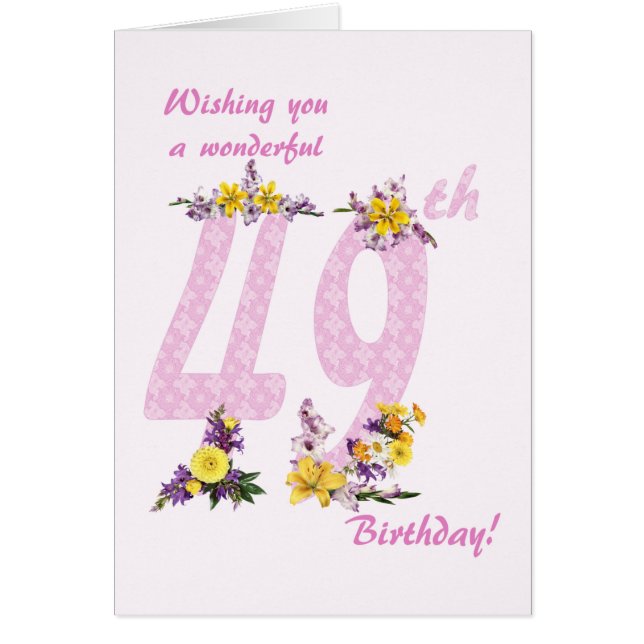 49. Geburtstag Blume Dekorierte Zahlen (Vorne)