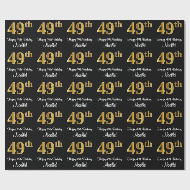 49. Geburtstag: Elegante Luxuriöse Imitate Gold Lo Geschenkpapier (Flach)