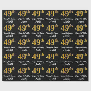 49. Geburtstag: Elegantes Luxuriöse Imitate Gold  Geschenkpapier