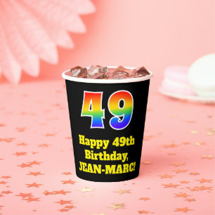 49. Geburtstag: Farbenfroh, Spaß, Spannung, Regenb Pappbecher
