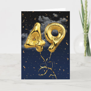49. Geburtstag Gold Mylar Ballon und Confetti Card Karte