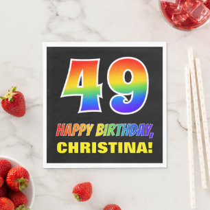49. Geburtstag: kühl, Spaß, einfach, Regenbogen Serviette