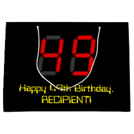 49. Geburtstag: Red Digital Clock Style "49" + Nam Große Geschenktüte