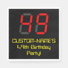49. Geburtstag: Red Digital Clock Style "49" + Nam Serviette