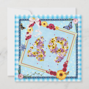 49. Geburtstagsparty Einladung Blume, Schmetterlin