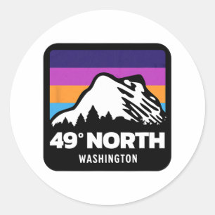 49 Grad North Washington Snowboarden Ski Fa. Runder Aufkleber
