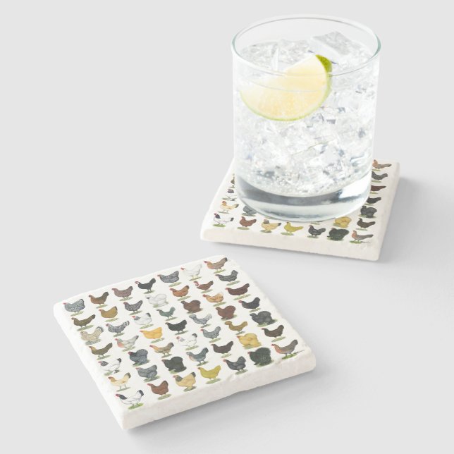 49 Hühnerhennen Steinuntersetzer (Seitenansicht)