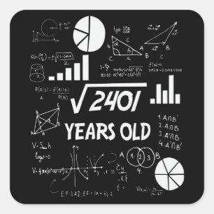 49 Jahre alter Tag Mathematiklehrer 49. Geburtstag Quadratischer Aufkleber