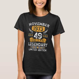 49 Jahre Vintag im November 1973 49. Geburtstag T-Shirt