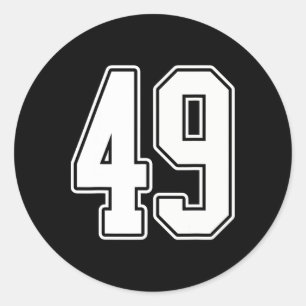 #49 Weiße Umrandung Nummer 49 Sportfan-Jersey-Stil Runder Aufkleber