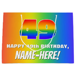 49th Birthday: Colorful, Fun Rainbow Pattern # 49 Große Geschenktüte