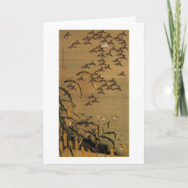 4. 秋塘群雀図, 若冲 Menge der Spatzen, Jakuchū Karte