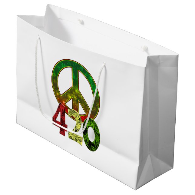 4 20 Frieden Große Geschenktüte (Vorderseite Schrägansicht)