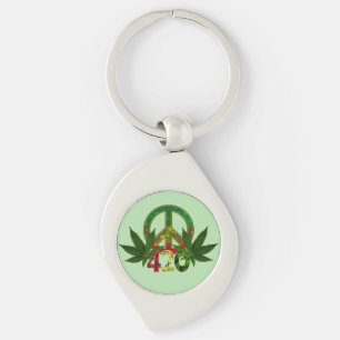 4 20 Rasta Frieden Unkraut Grün Schlüsselanhänger
