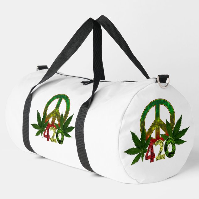 4 20 Rasta Peace Weed Duffle Bag (Linke Ecke)