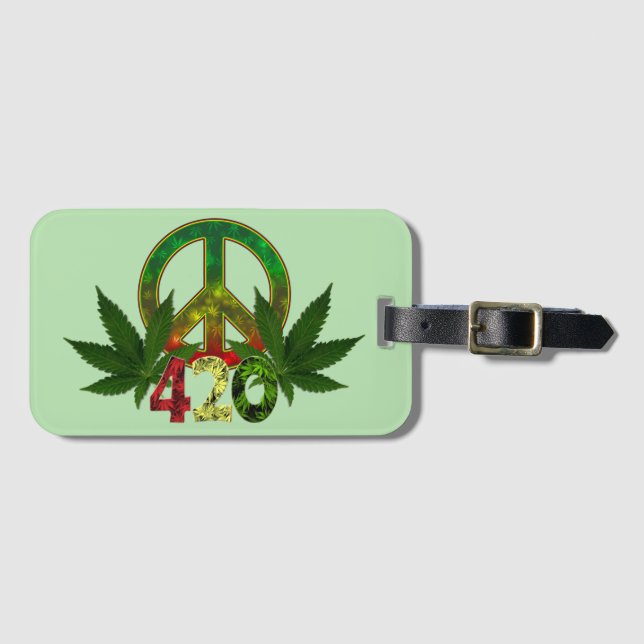 4 20 Rasta Peace Weed Green Gepäckanhänger (Vorderseite (Horizontal))