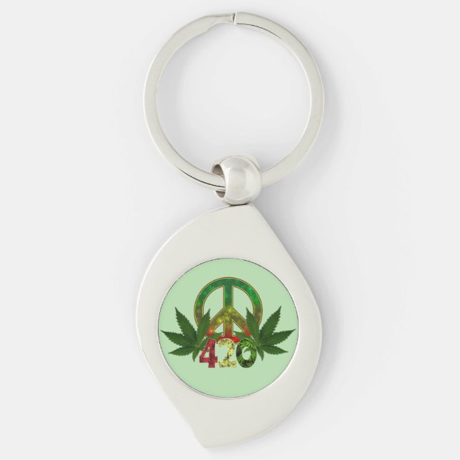 4 20 Rasta Peace Weed Green Schlüsselanhänger (Vorderseite)